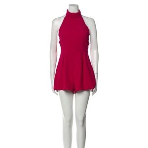 ASTR The Label Bright Red Mock Neck Backless Romper-size S